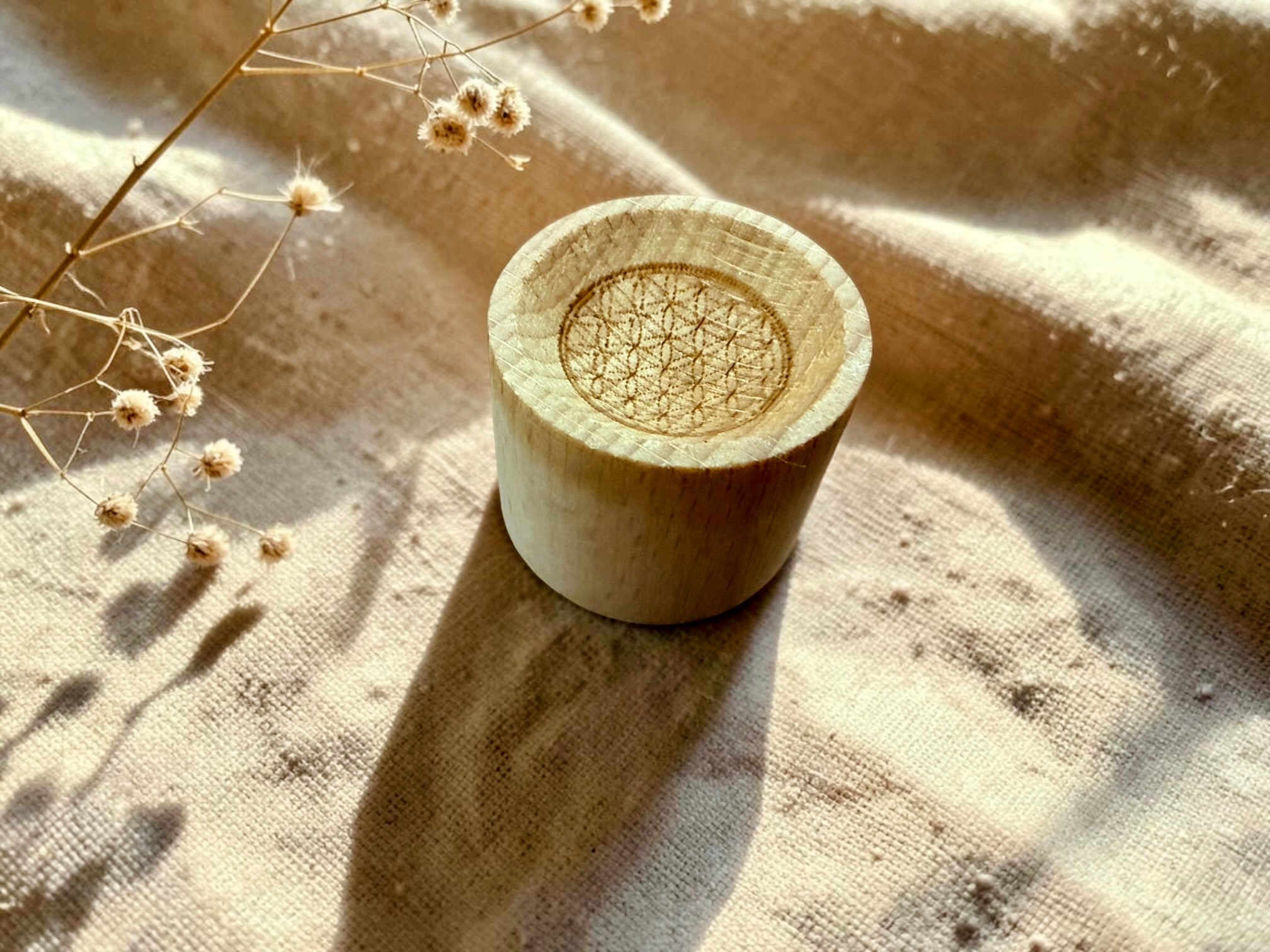 Flower of Life — Wood Diffuser Block