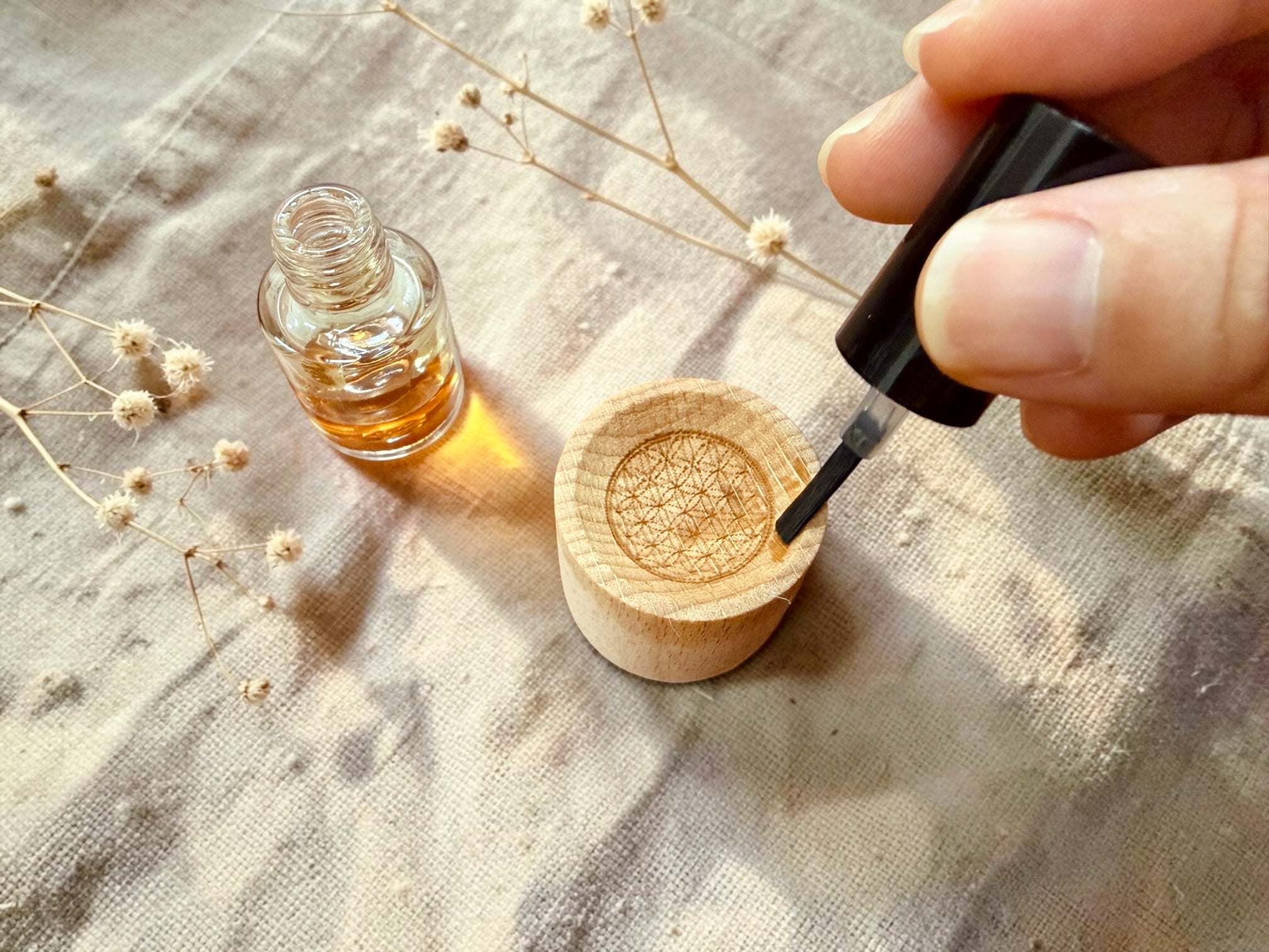 Flower of Life — Wood Diffuser Block