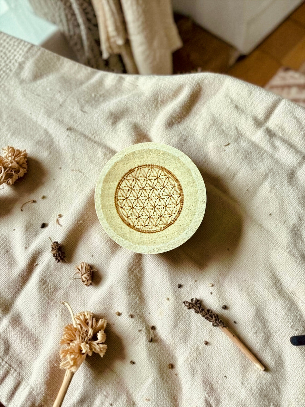 Flower of Life — Wood Diffuser Block