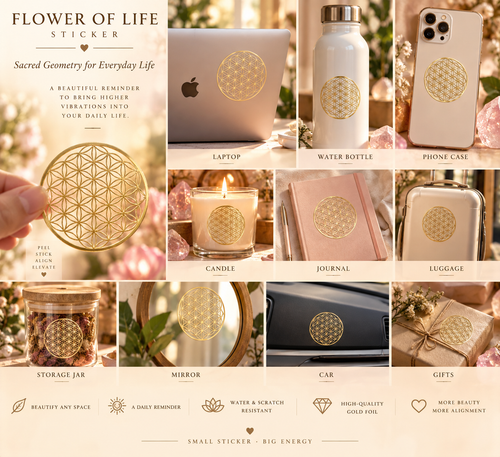 Flower of Life · Golden Metal Sacred Geometry Sticker